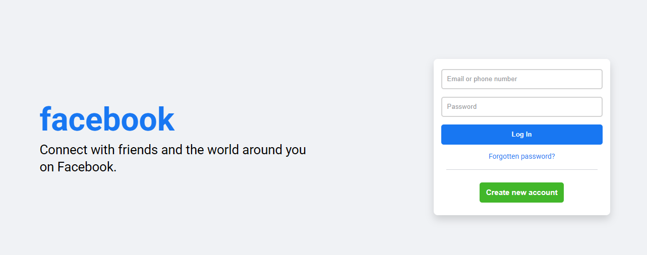 Facebook login-form Screenshot